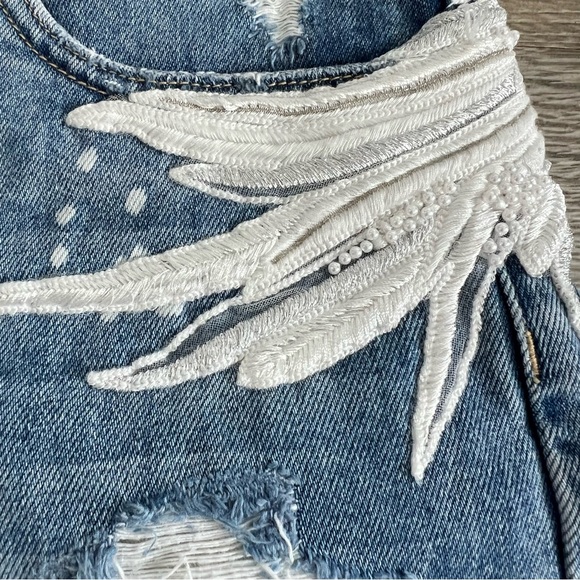 High Waisted Miss Sixty Destroyed Jeans with Angel Wings Pattern - Picture 5 of 12